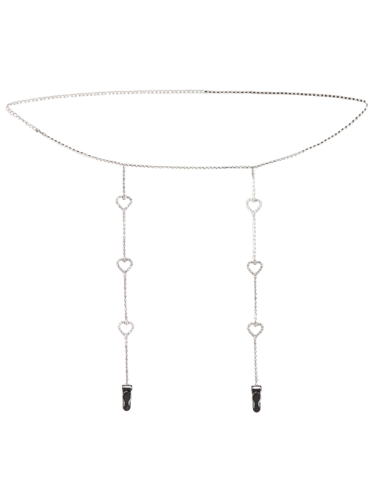 Cinta Liga Com Strass e Corações - Preto