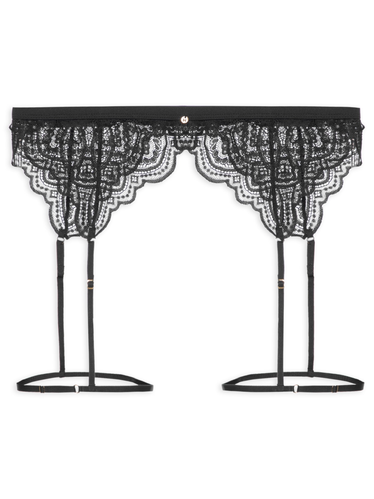 Cinta Liga Em Microfibra Acetinada E Renda - Preto