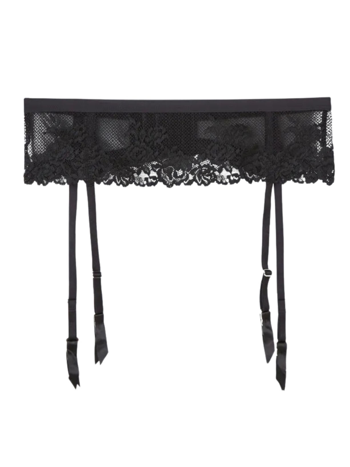 Cinta Liga Pretty Flowers - Preto