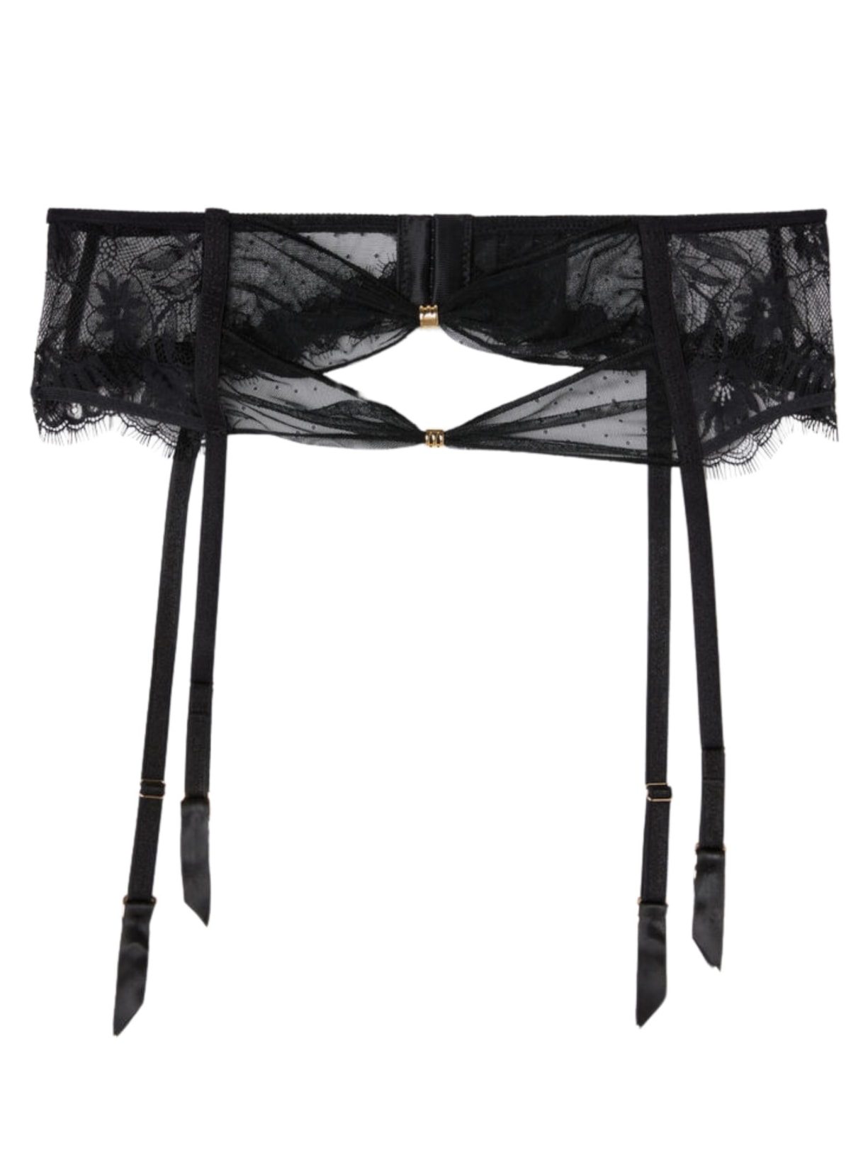 Cinta Liga Sensual Flowers - Preto