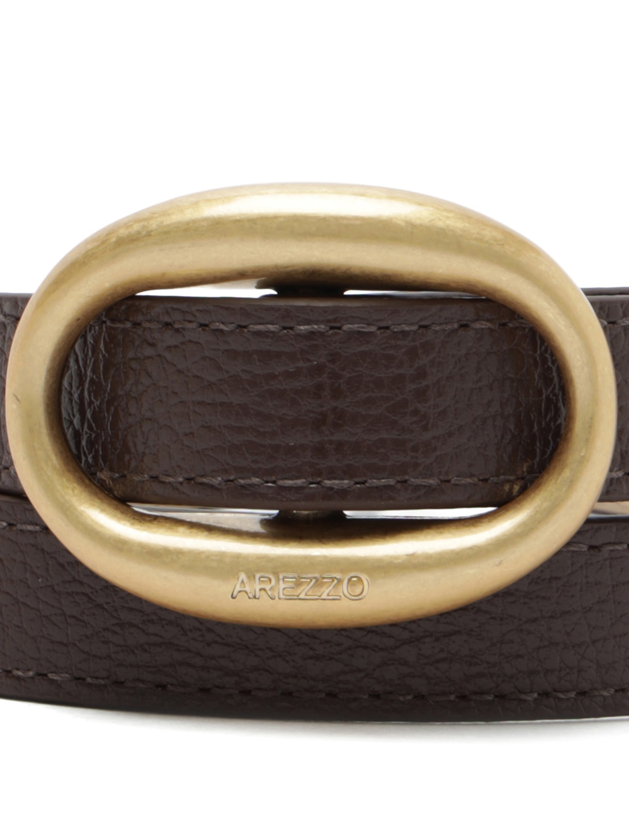 Cinto Couro Fino Fivela Ovalada Marrom Arezzo