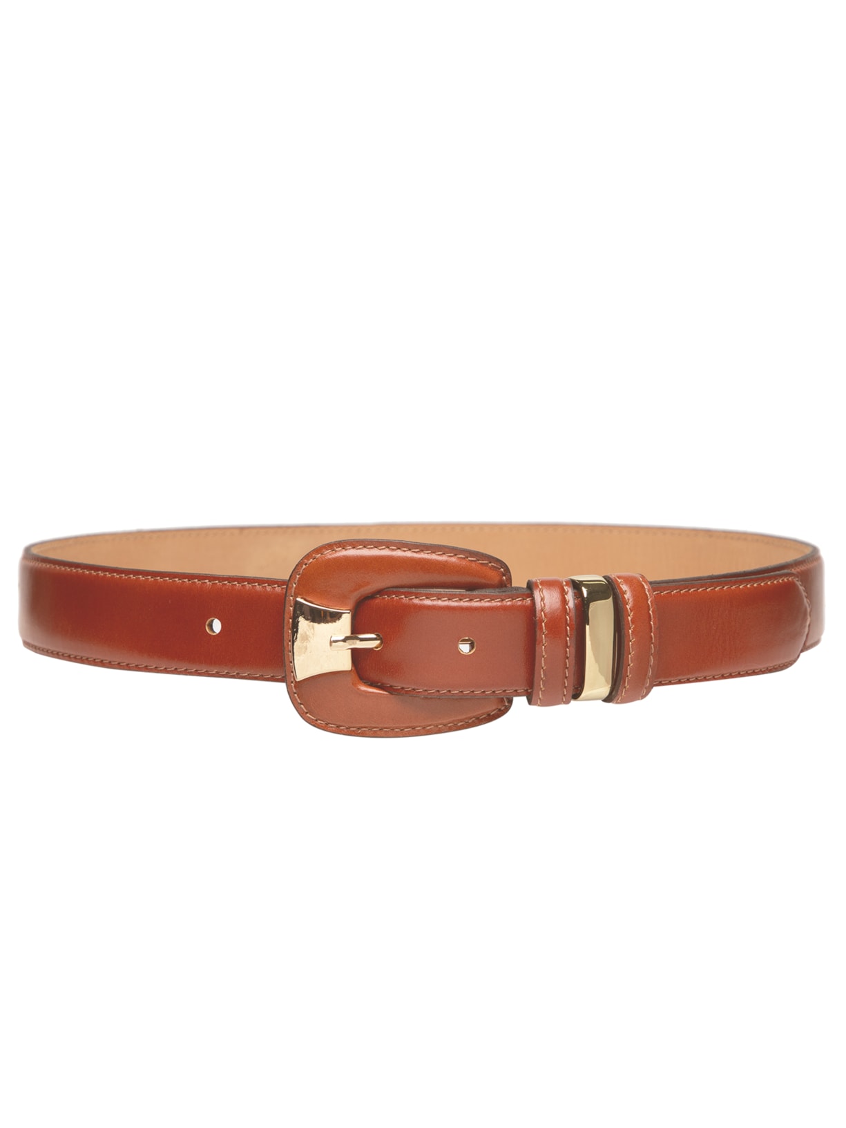 Cinto De Couro Fivela Forrada E Metal - Marrom