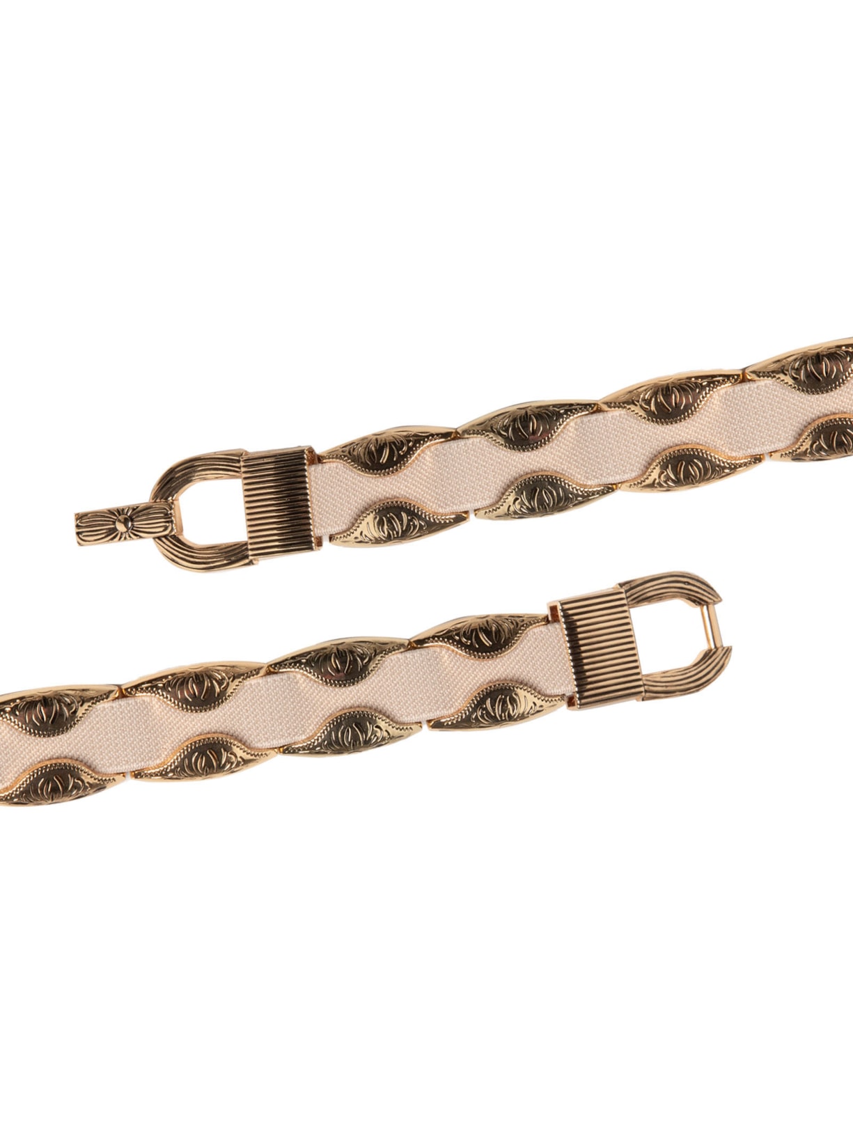 Cinto Elástico Feminino Com Detalhes E Fecho Metálicos Bege Market 33
