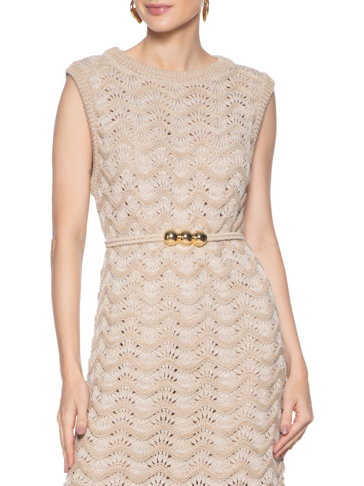 Cinto Feminino Alicia Couro Bege Le Lis