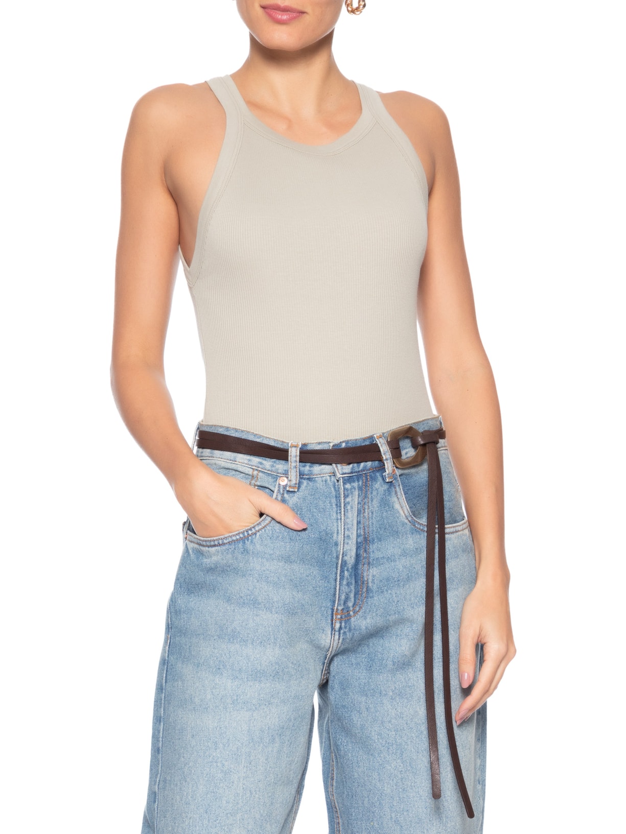 Cinto Feminino Amarração Com Fivela Orgânica Marrom Market 33