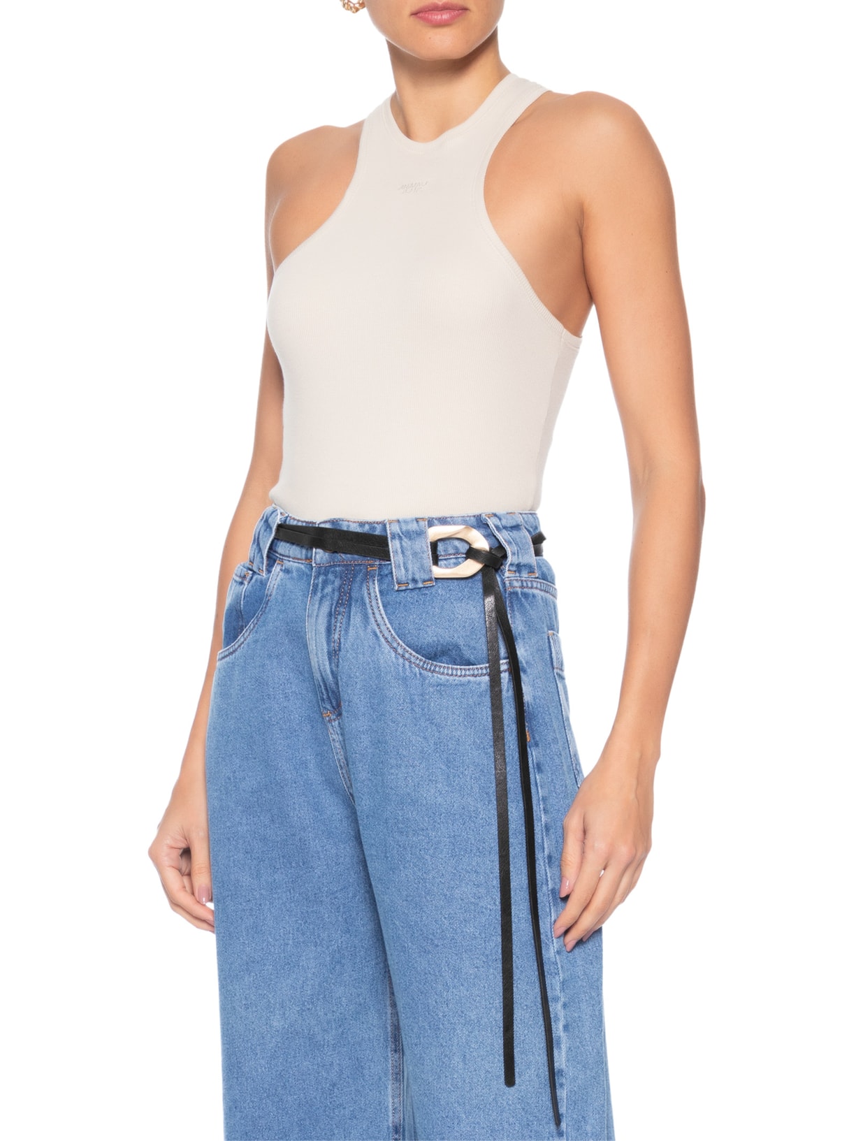 Cinto Feminino Amarração Com Fivela Orgânica Preto Market 33