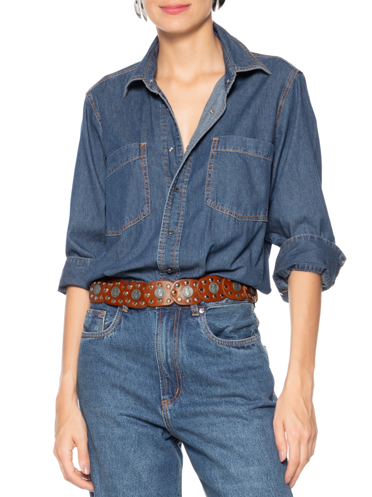 Cinto Feminino Boho Em Couro Marrom Market 33