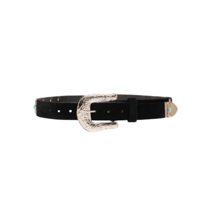 Cinto Feminino Boho Pedras - Preto