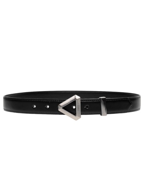 Cinto Feminino Bold Triangle Couro Médio - Preto