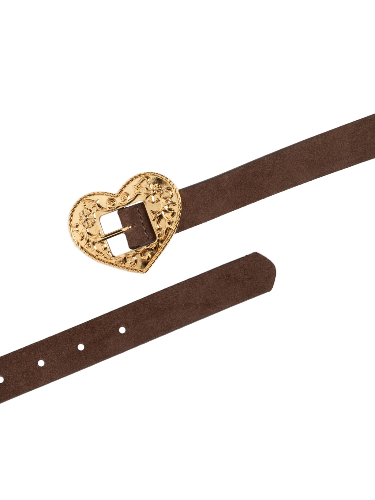 Cinto Feminino Camurça Coffee Enfeites Ouro Marrom Luiza Barcelos