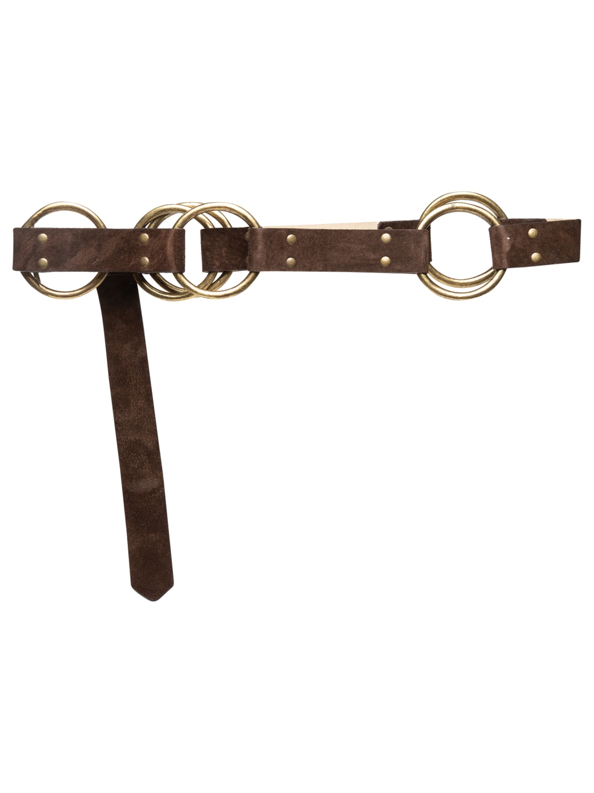 Cinto Feminino Camurça Com Argolas Marrom Maria Filó