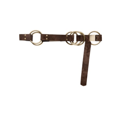 Cinto Feminino Camurça Com Argolas - Marrom