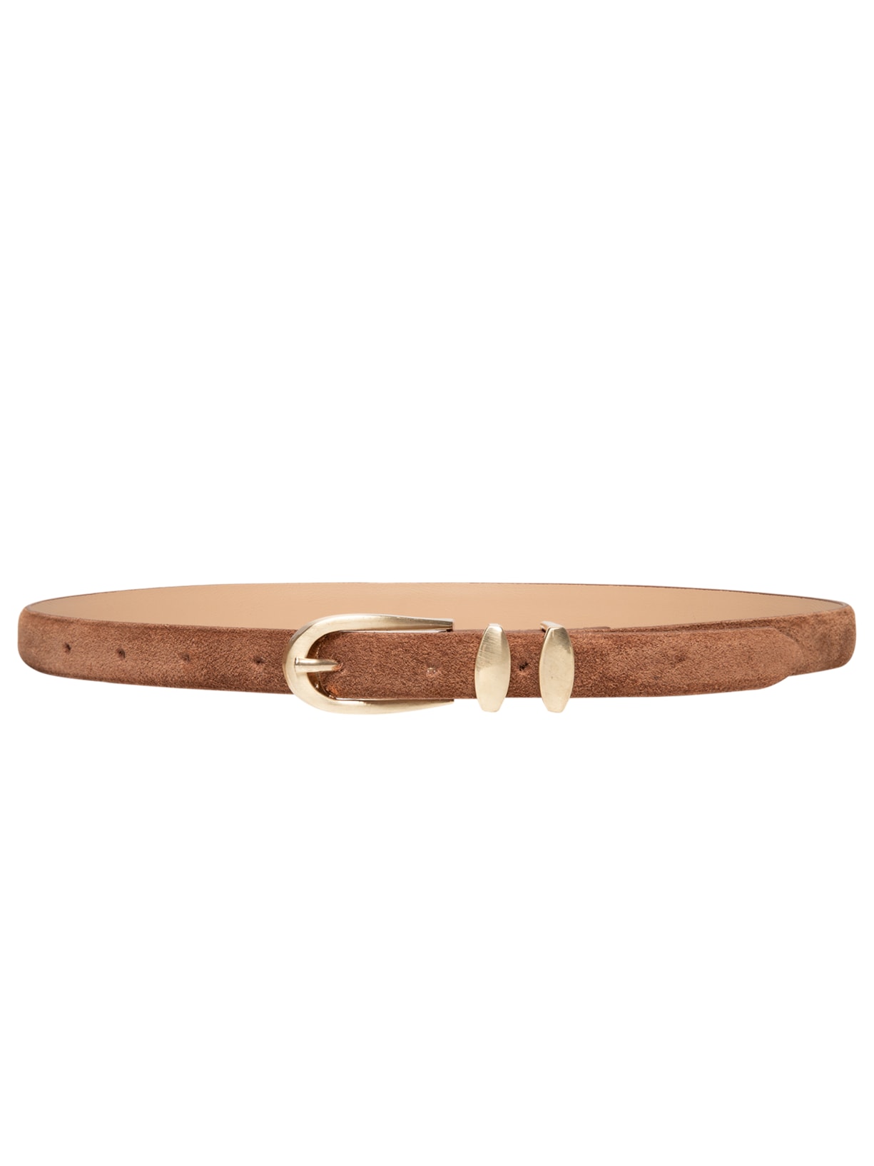 Cinto Feminino Camurça Fivela Metálica - Bege