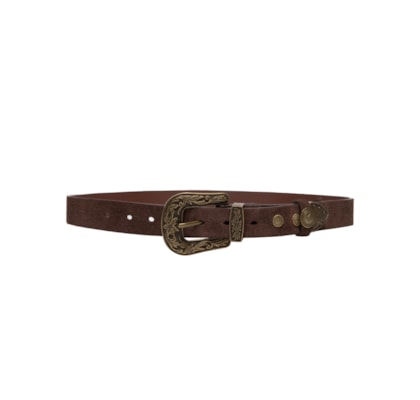 Cinto Feminino Camurça Fivela Western - Marrom