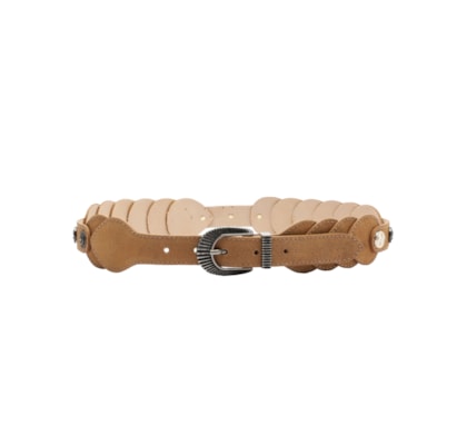 Cinto Feminino Camurça Médio Fivela Boho - Marrom
