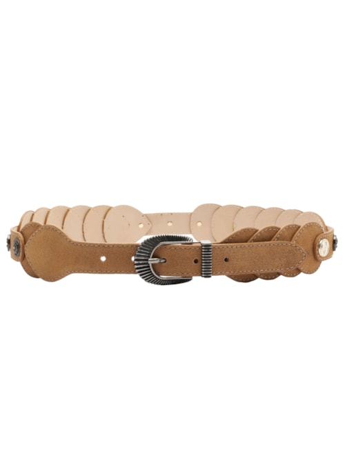 Cinto Feminino Camurça Médio Fivela Boho - Marrom