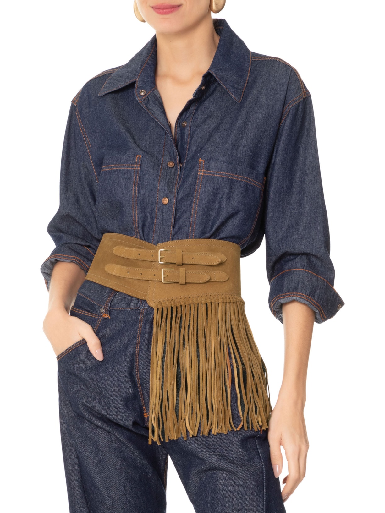 Cinto Feminino Camurça Premium Marrom Vicenza