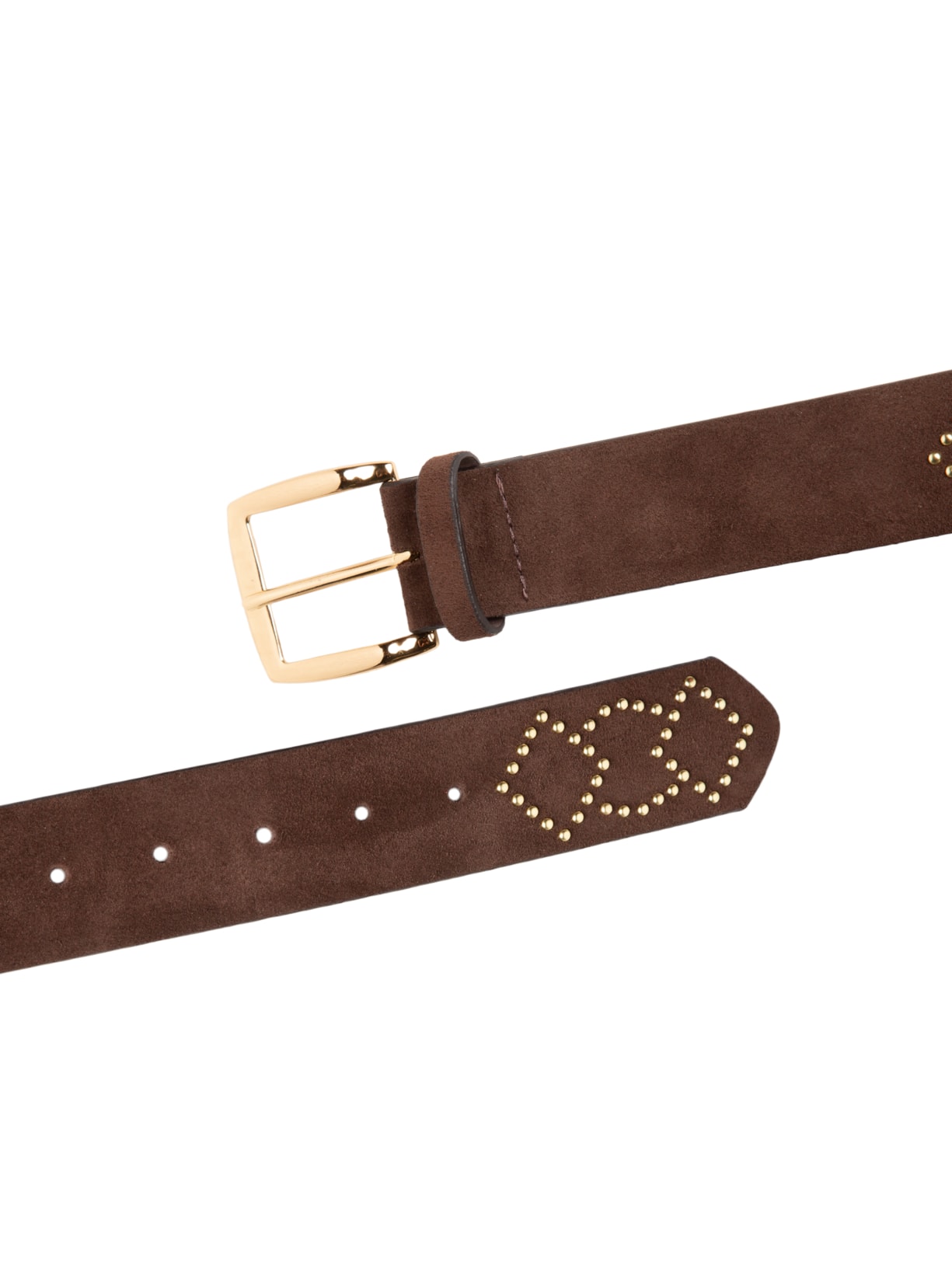 Cinto Feminino Camurção Com Fivela Dourada Marrom Luiza Barcelos