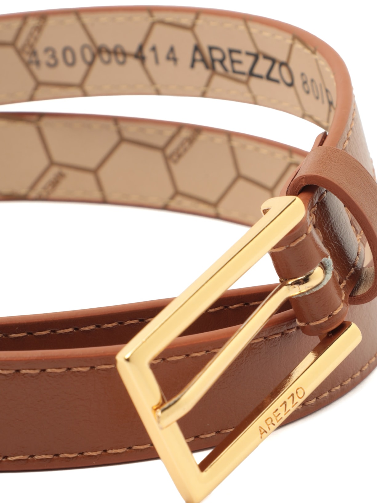 Cinto Feminino Caramelo Couro Fino Fivela Básico Marrom Arezzo