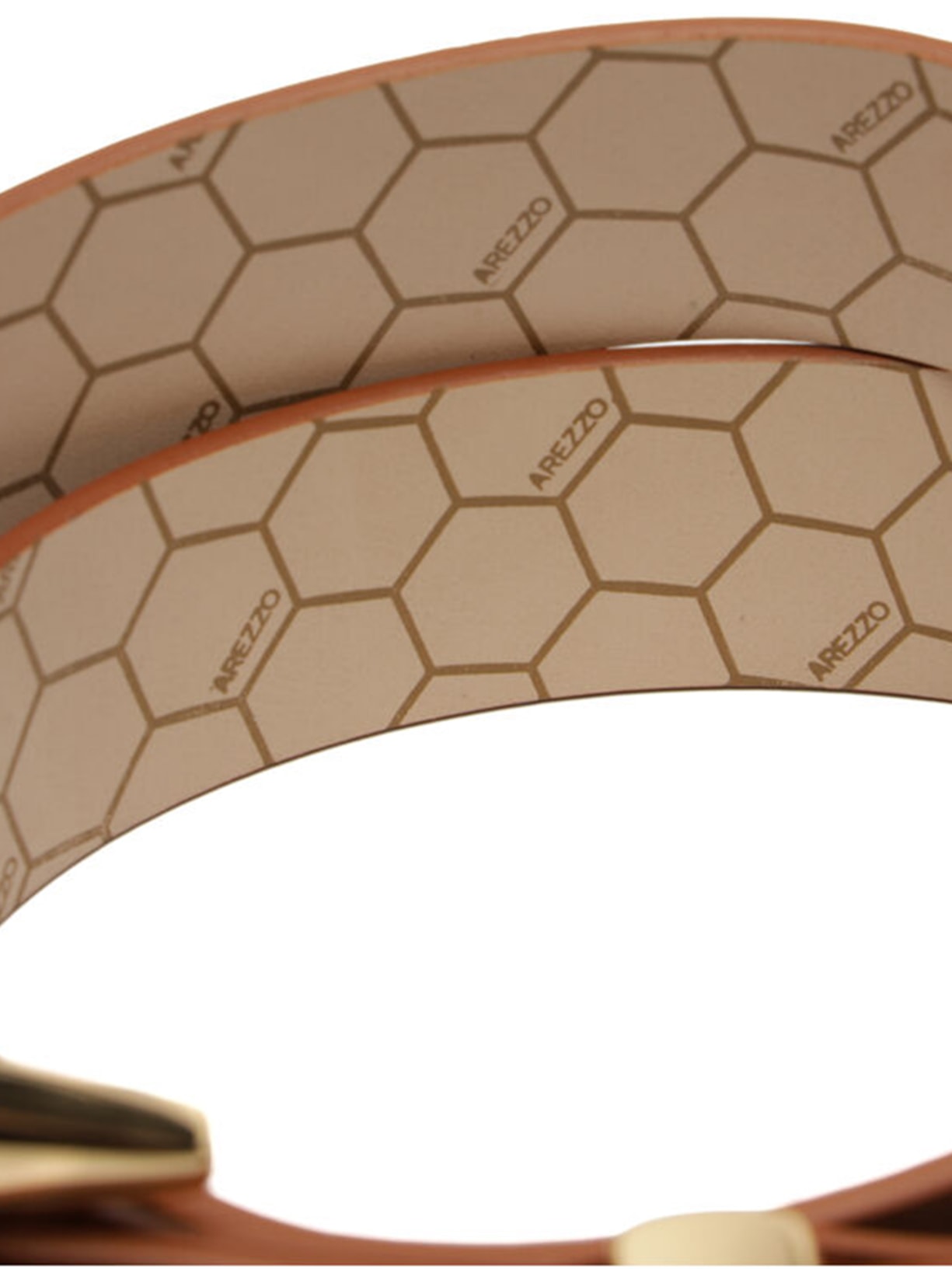 Cinto Feminino Caramelo Couro Largo Fivela Orgânica Dourada Marrom Arezzo