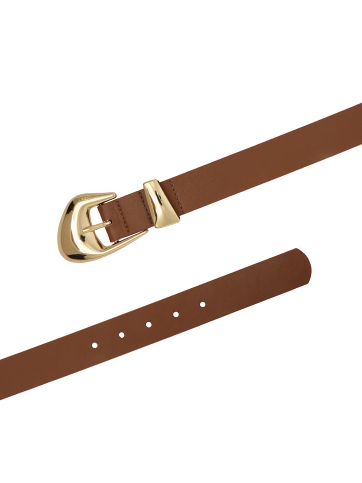 Cinto Feminino Caramelo Couro Largo Fivela Orgânica Dourada Marrom Arezzo