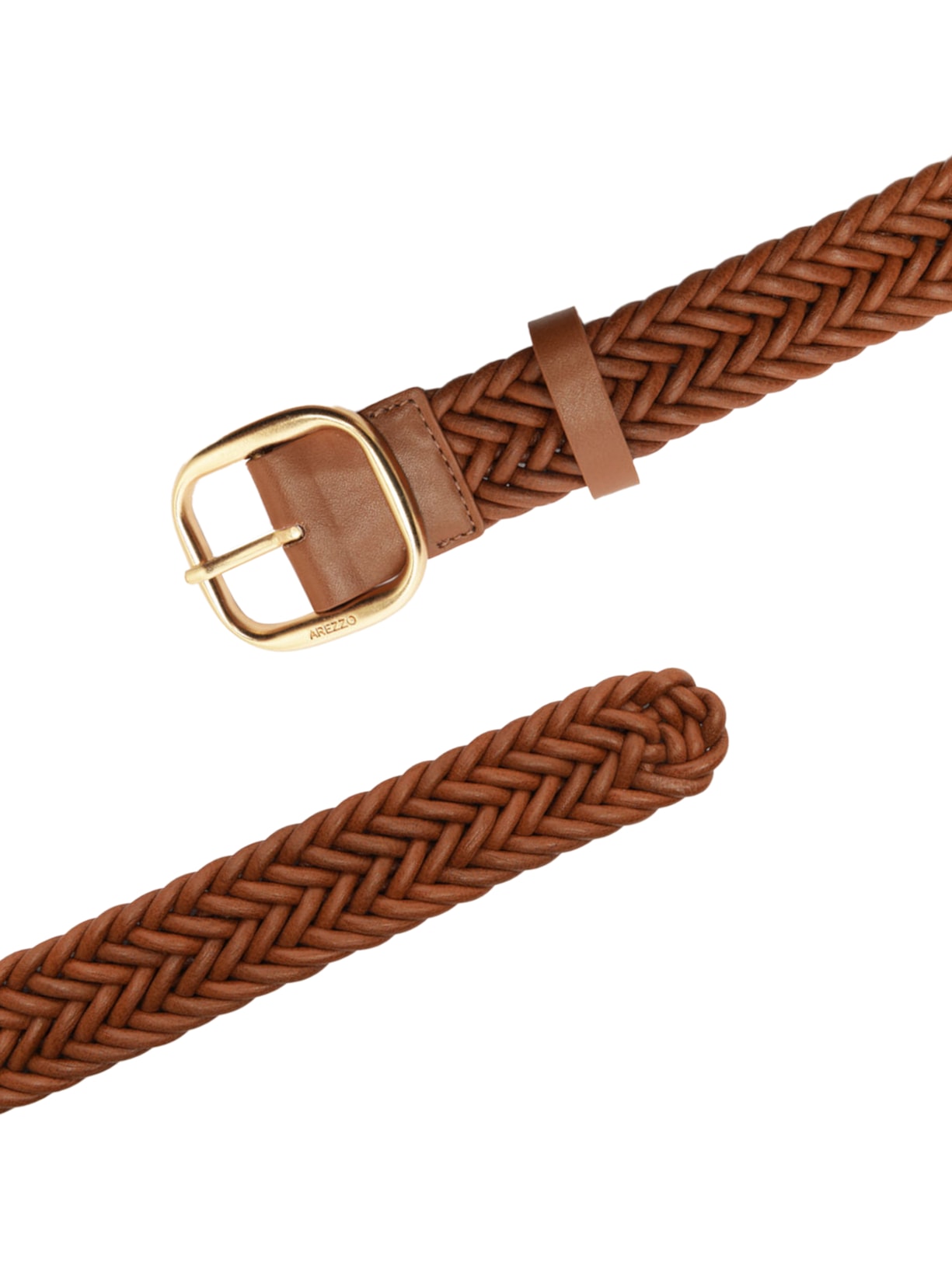 Cinto Feminino Caramelo Couro Tressê Largo Fivela Marrom Arezzo