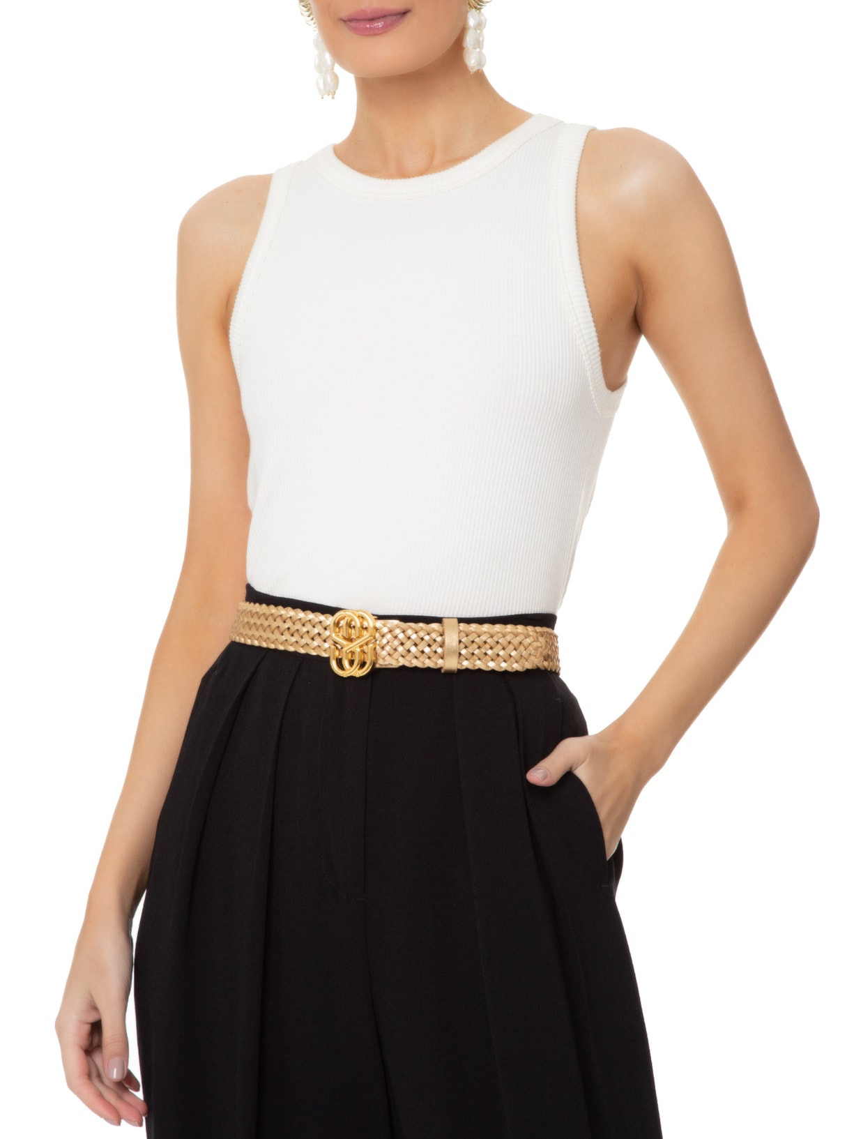 Cinto Feminino Chay Couro Dourado Schutz