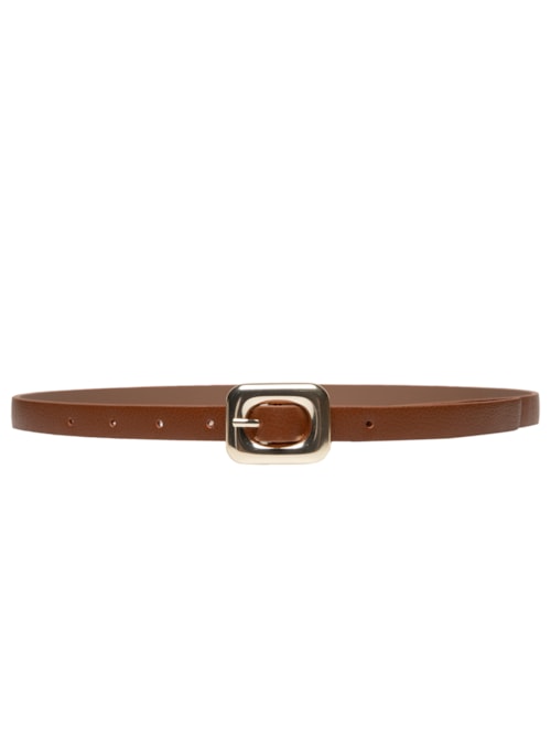 Cinto Feminino Com Fivela De Metal Em Couro - Marrom