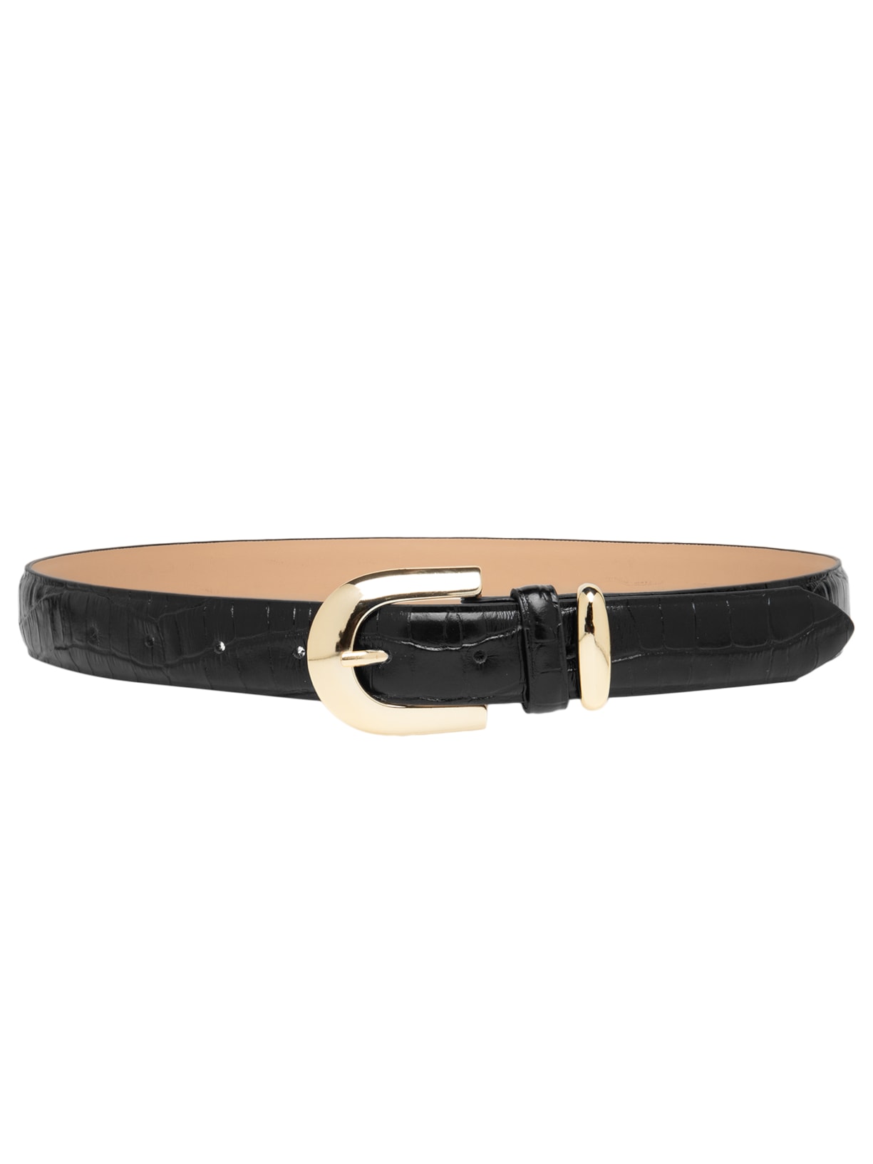 Cinto Feminino Com FIvela De Metal Em Couro Preto '2Essential