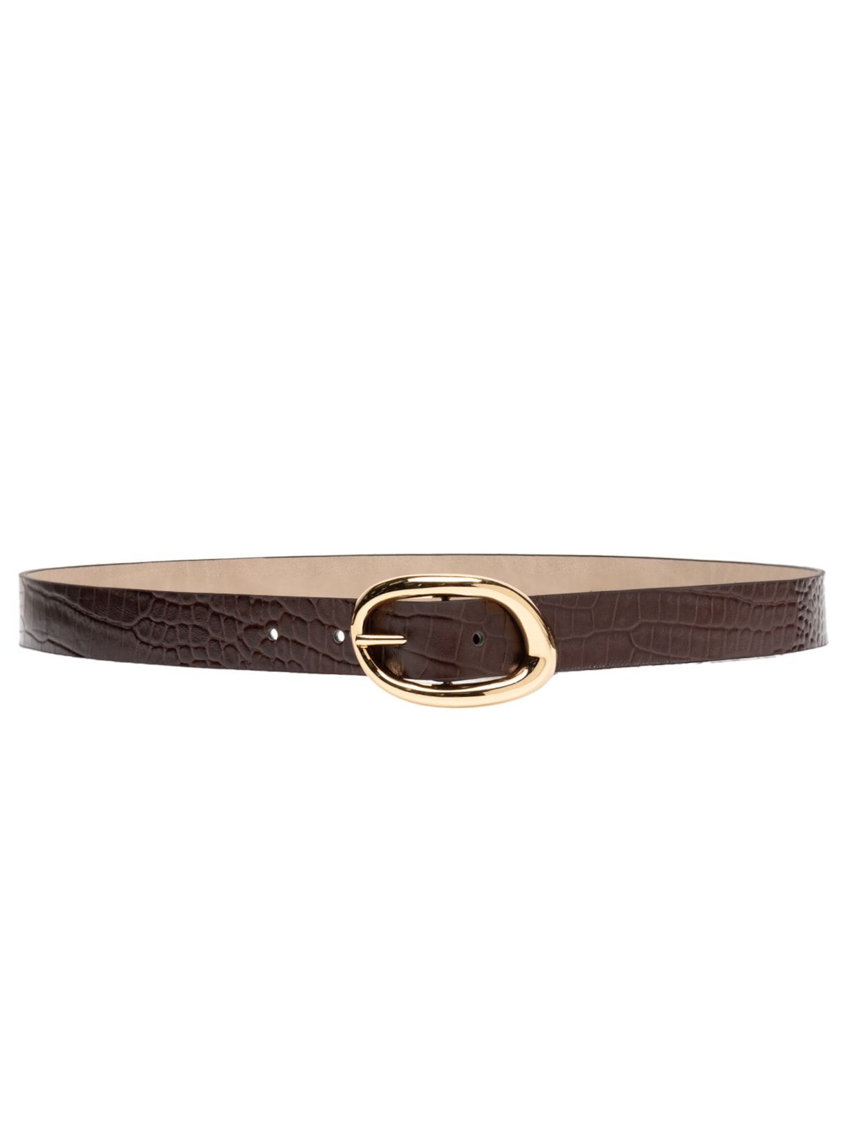 Cinto Feminino Com Fivela De Metal Orgânica Em Couro - Marrom