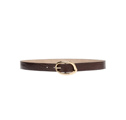 Cinto Feminino Com Fivela De Metal Orgânica Em Couro - Marrom