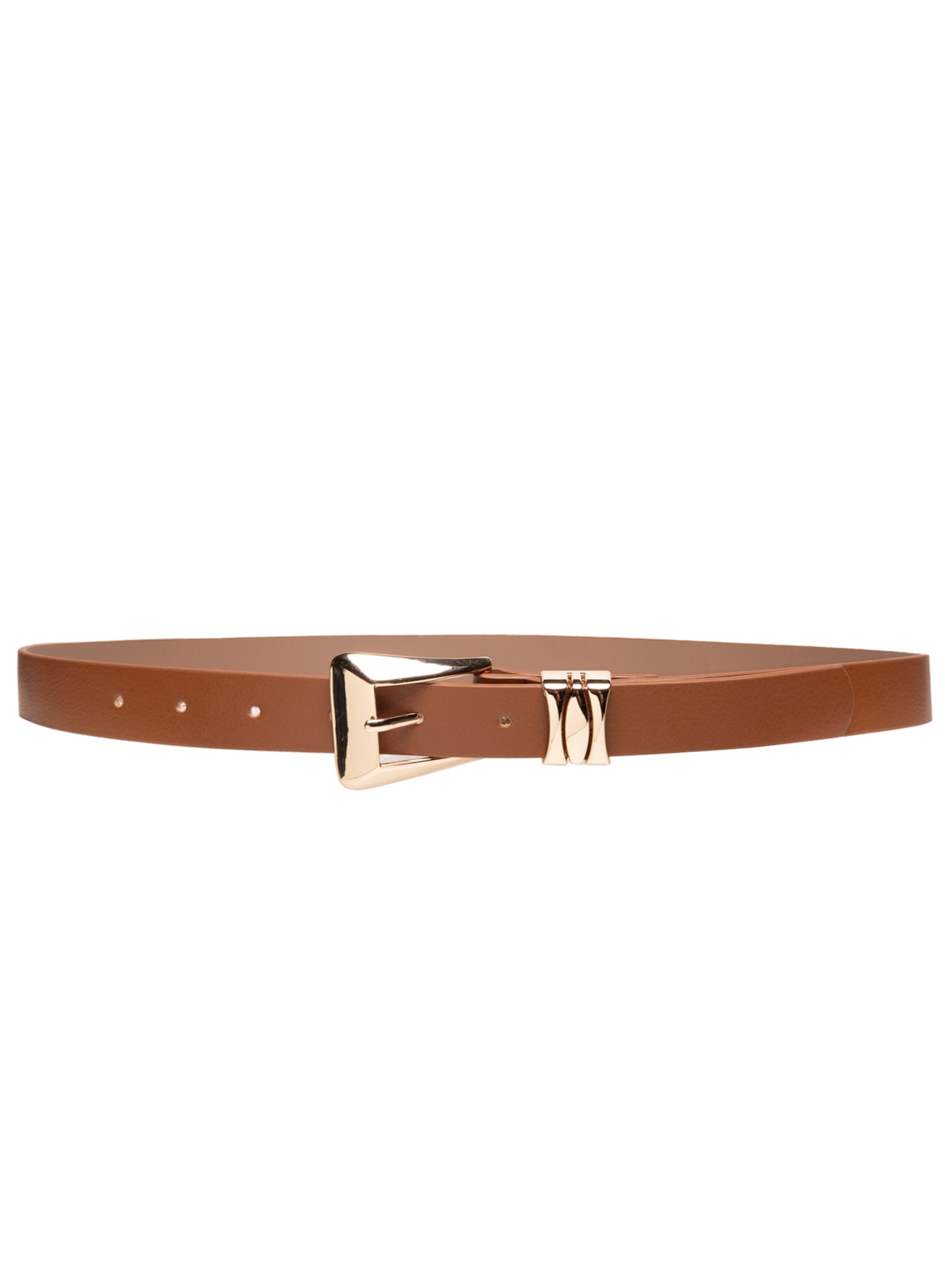 Cinto Feminino Com Fivela E Passante Metálicos - Bege