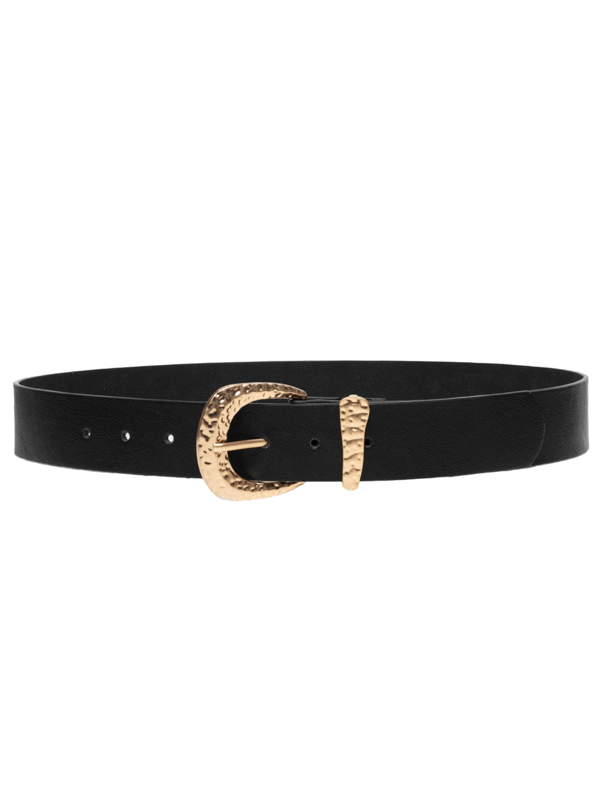 Cinto Feminino Com Fivela E Passantes Martelados - Preto