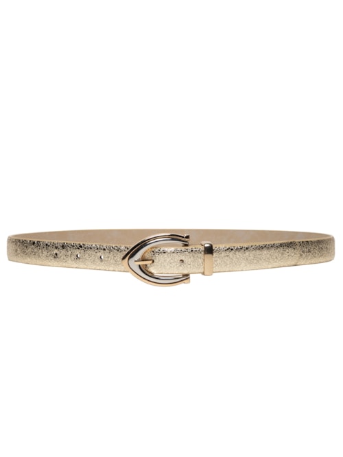 Cinto Feminino Com Fivela Em Dois Banhos - Dourado