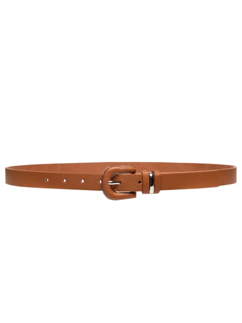 Cinto Feminino Com Fivela Encapada E Detalhes Metálicos - Bege