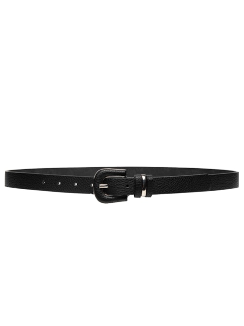 Cinto Feminino Com Fivela Encapada E Detalhes Metálicos - Preto