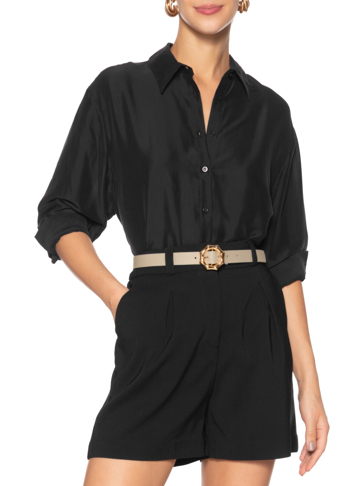 Cinto Feminino Com Fivela Orgânica Em Couro Bege '2Essential