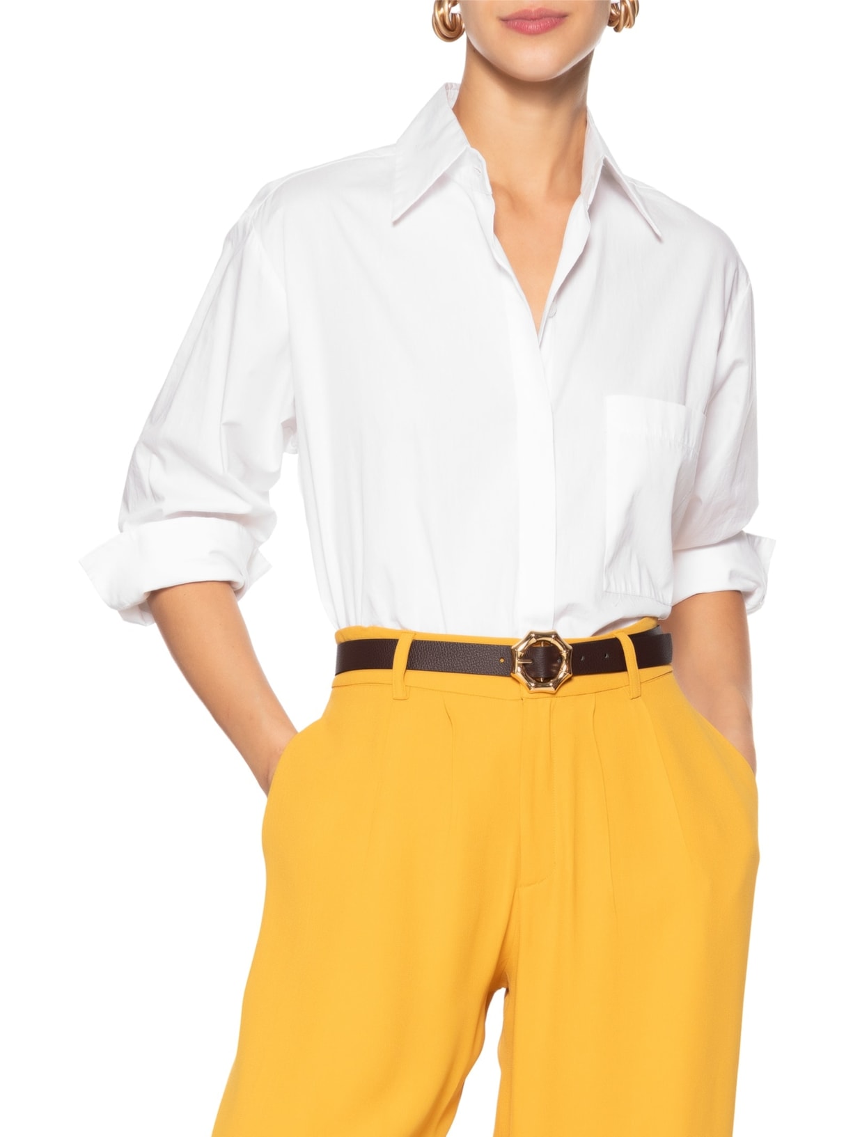 Cinto Feminino Com Fivela Orgânica Em Couro Marrom '2Essential