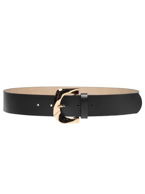 Cinto Feminino Com Fivela Orgânica Em Couro - Preto