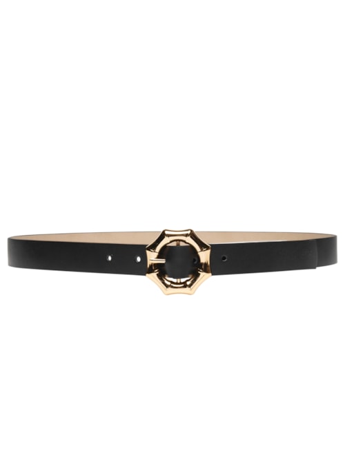 Cinto Feminino Com Fivela Orgânica Em Couro - Preto