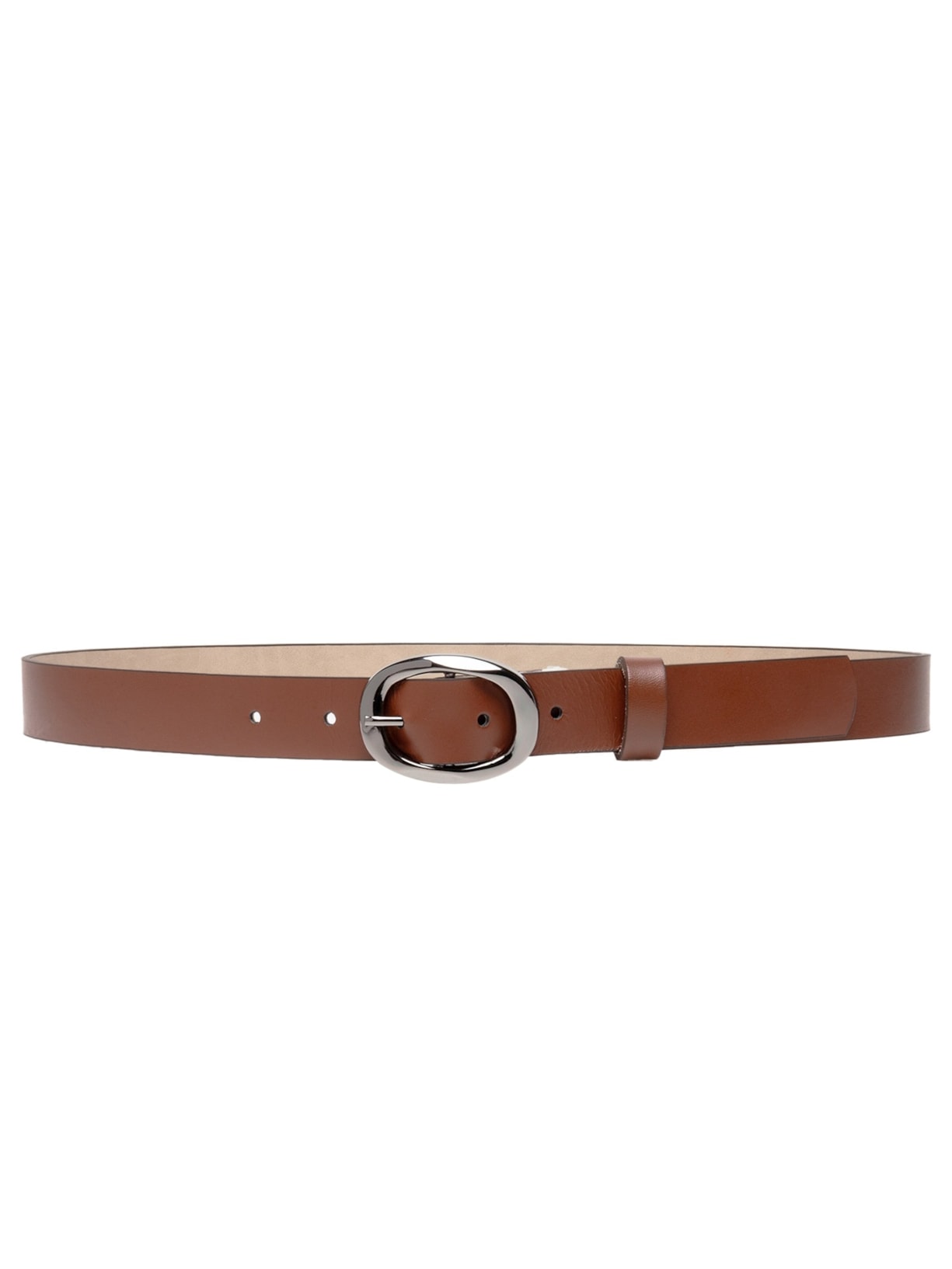 Cinto Feminino com Fivela Oval Metálica - Marrom