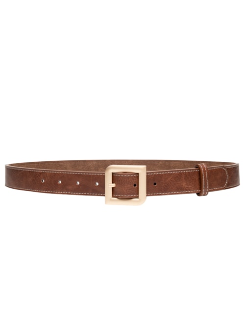 Cinto Feminino Com Fivela Quadrada - Marrom