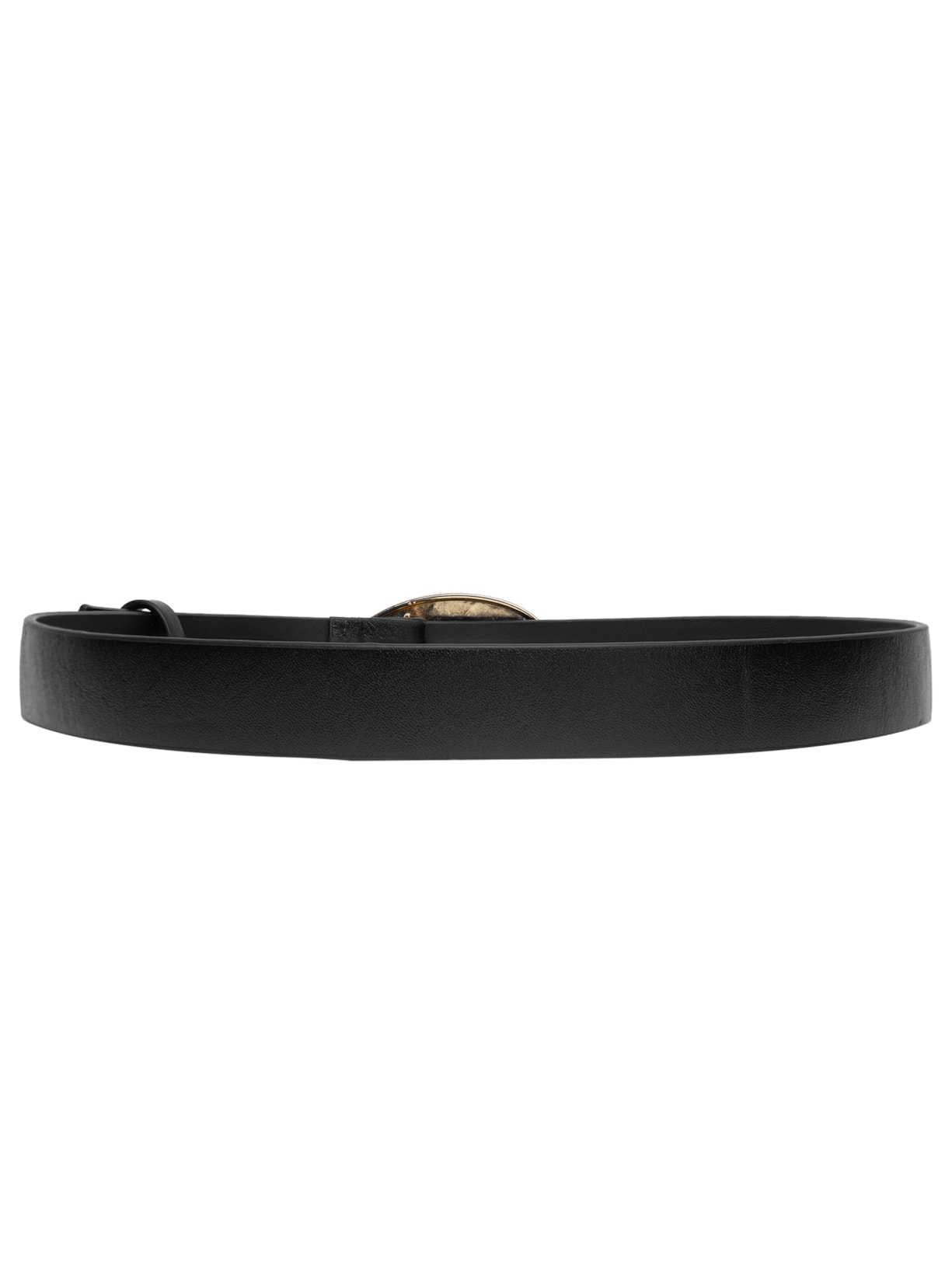 Cinto Feminino Com Fivela Redonda Em Couro Preto '2Essential