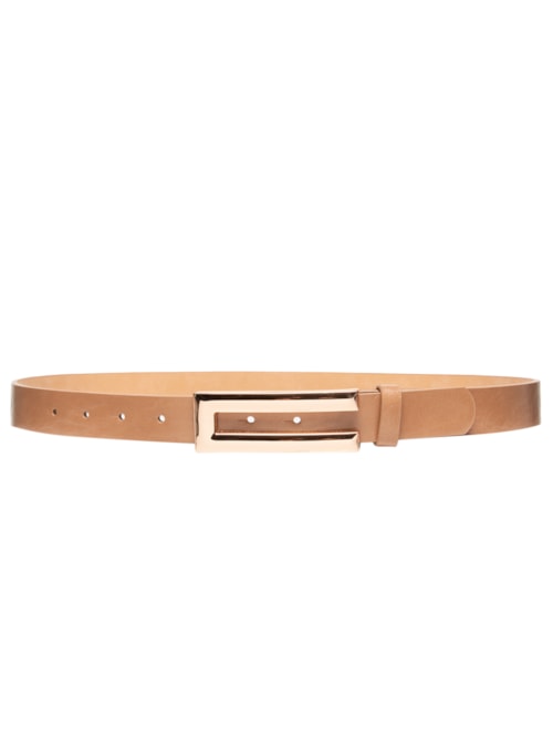Cinto Feminino Com Fivela Retangular - Bege