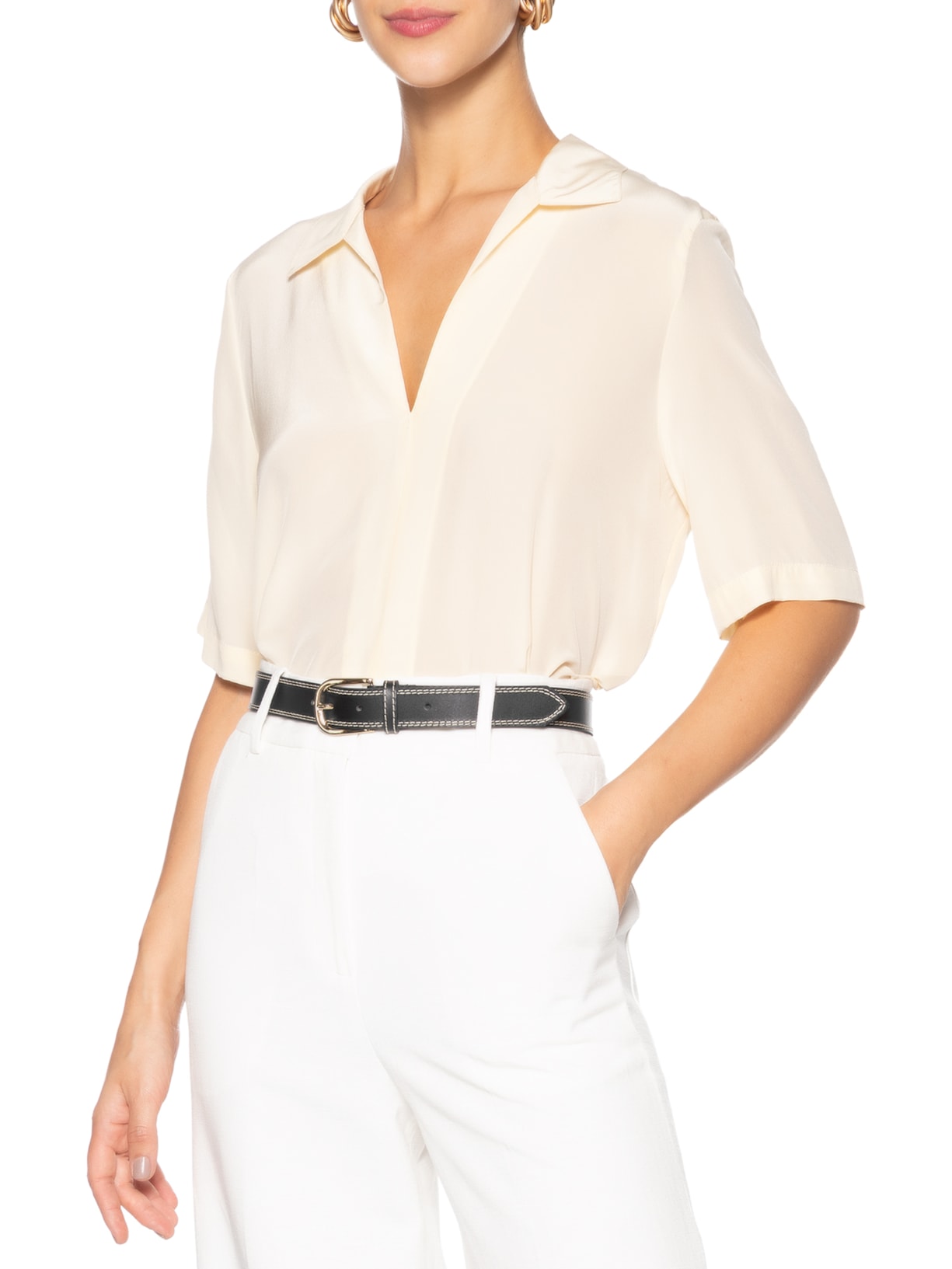 Cinto Feminino Com Fivela Retangular Em Couro Preto '2Essential