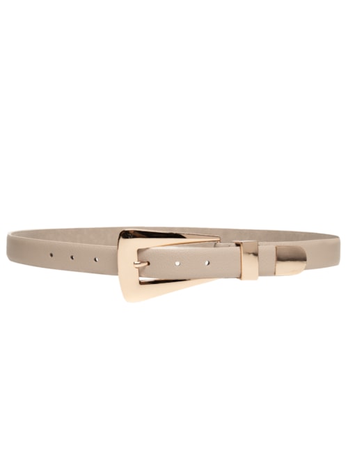 Cinto Feminino Com Fivela Retangular – Bege