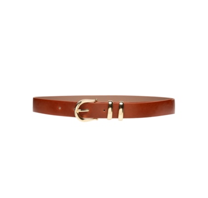 Cinto Feminino Com Passante Duplo Em Couro - Marrom