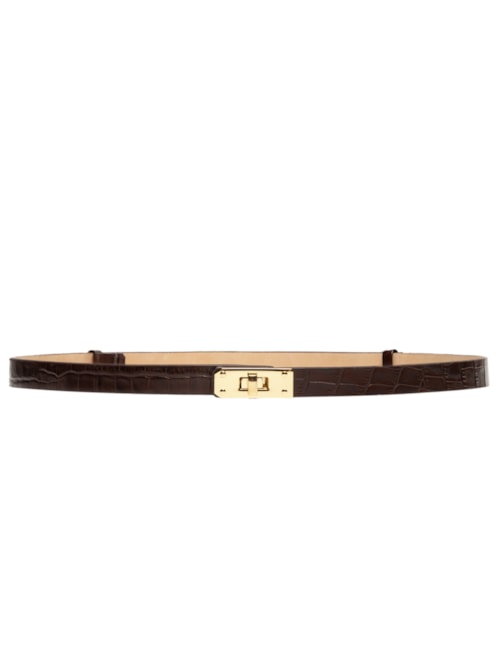 Cinto Feminino com Textura Croco – Marrom