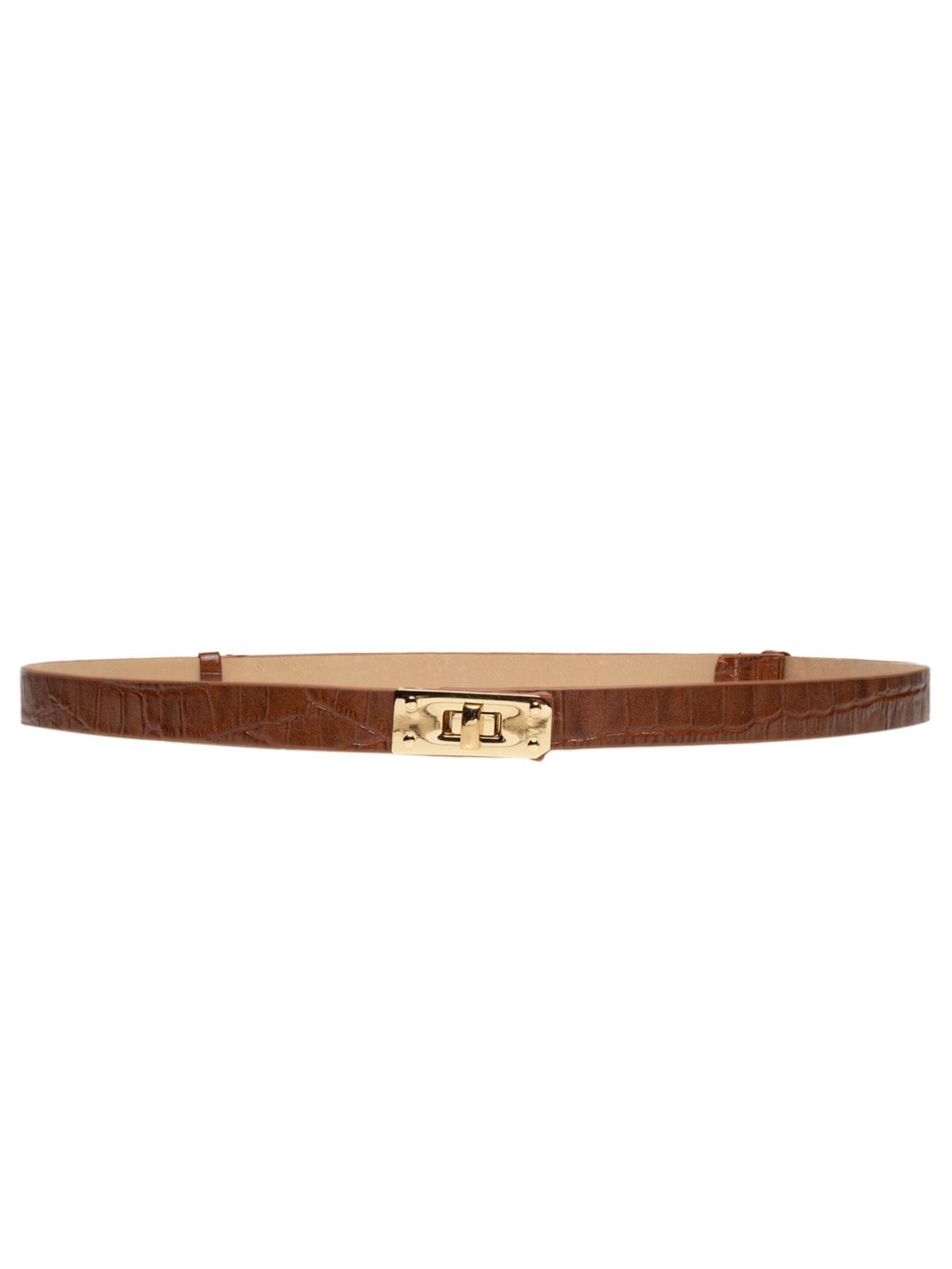 Cinto Feminino com Textura Croco – Marrom