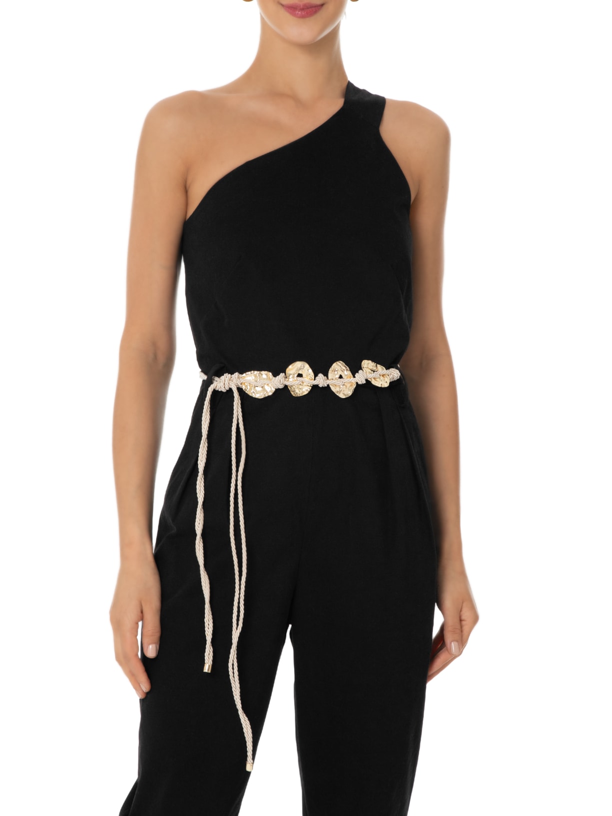 Cinto Feminino Cordão Natural Com Aviamentos Dourado '2Essential